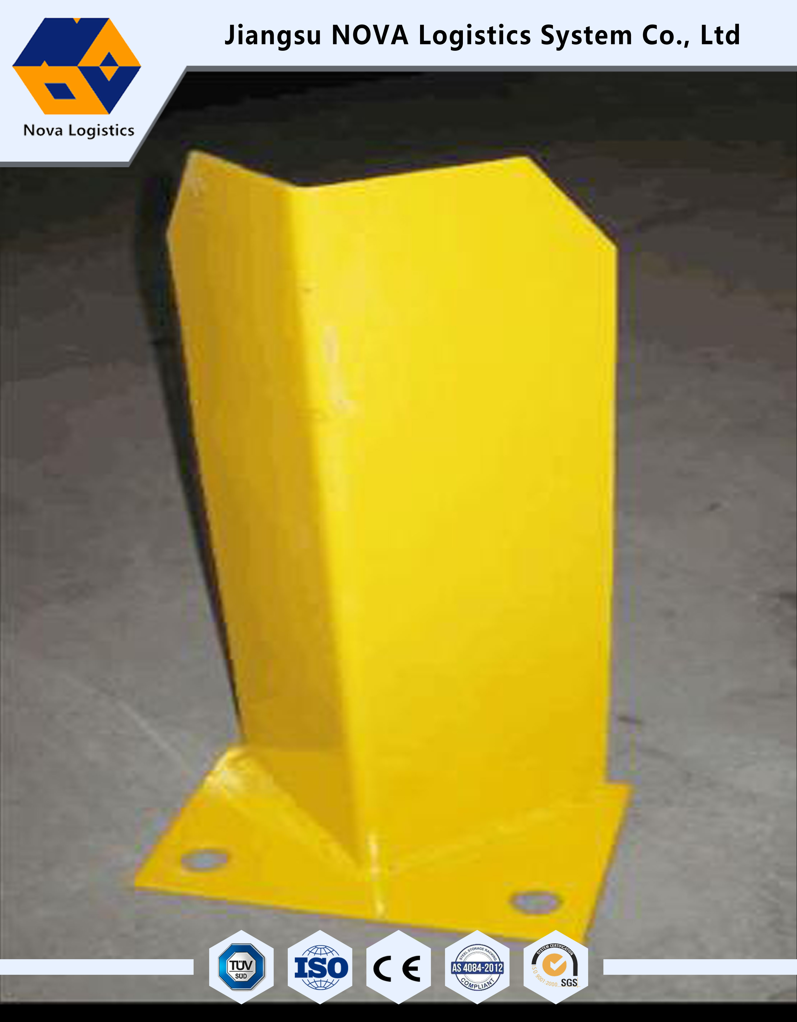 Gelbe Gestell-Ersatzteil-kundengebundene Metallstahlpfosten-Schutze für freitragende Speichergestelle